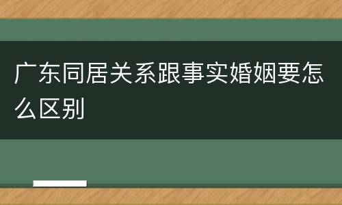 广东同居关系跟事实婚姻要怎么区别