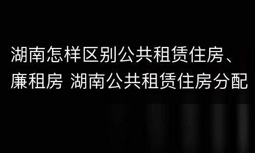 湖南怎样区别公共租赁住房、廉租房 湖南公共租赁住房分配和运营管理办法