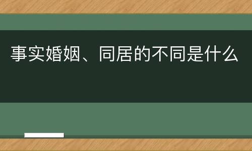 事实婚姻、同居的不同是什么