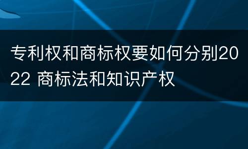 专利权和商标权要如何分别2022 商标法和知识产权