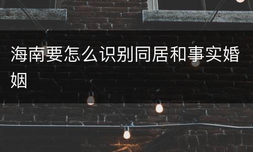 海南要怎么识别同居和事实婚姻