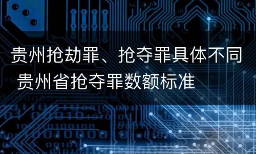 贵州抢劫罪、抢夺罪具体不同 贵州省抢夺罪数额标准