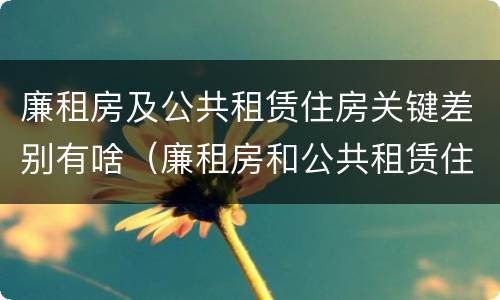 廉租房及公共租赁住房关键差别有啥（廉租房和公共租赁住房的区别）