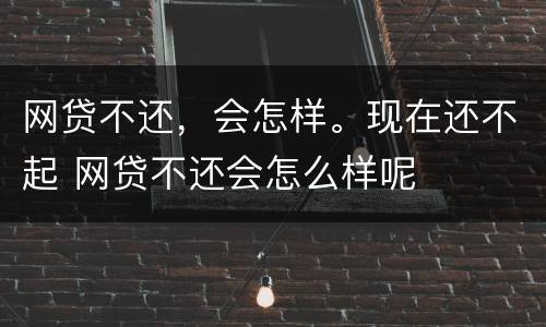 网贷不还，会怎样。现在还不起 网贷不还会怎么样呢