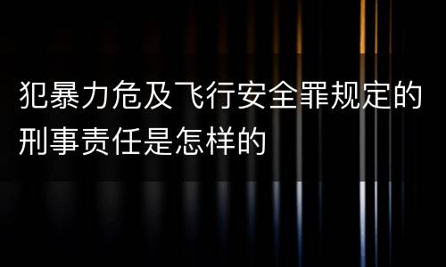 犯暴力危及飞行安全罪规定的刑事责任是怎样的