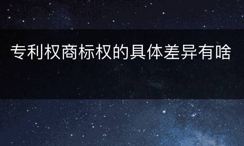 专利权商标权的具体差异有啥