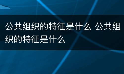 公共组织的特征是什么 公共组织的特征是什么