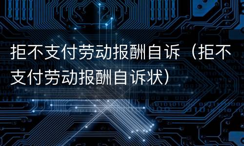 拒不支付劳动报酬自诉（拒不支付劳动报酬自诉状）