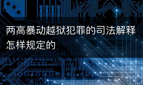 两高暴动越狱犯罪的司法解释怎样规定的