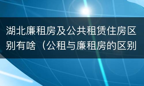 湖北廉租房及公共租赁住房区别有啥（公租与廉租房的区别）