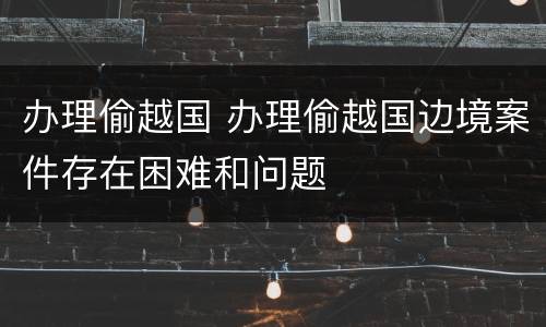 办理偷越国 办理偷越国边境案件存在困难和问题