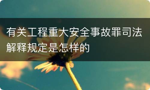 有关工程重大安全事故罪司法解释规定是怎样的