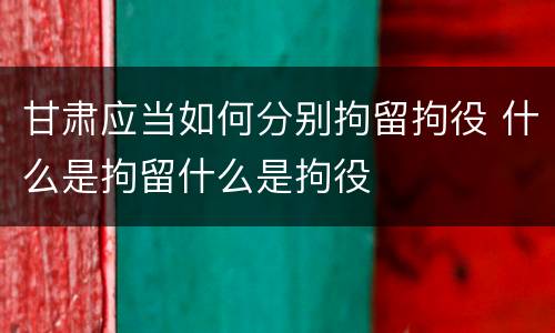 甘肃应当如何分别拘留拘役 什么是拘留什么是拘役