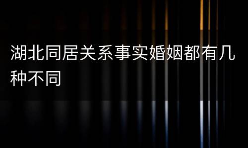 湖北同居关系事实婚姻都有几种不同