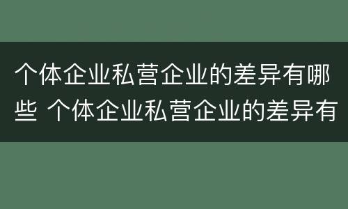 个体企业私营企业的差异有哪些 个体企业私营企业的差异有哪些特点