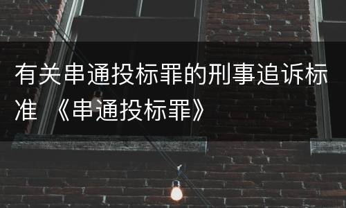 有关串通投标罪的刑事追诉标准 《串通投标罪》