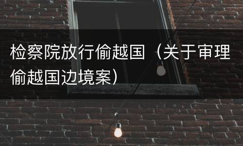 检察院放行偷越国（关于审理偷越国边境案）