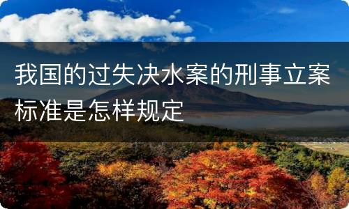 我国的过失决水案的刑事立案标准是怎样规定