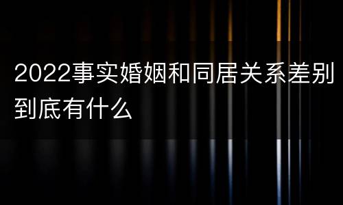 2022事实婚姻和同居关系差别到底有什么