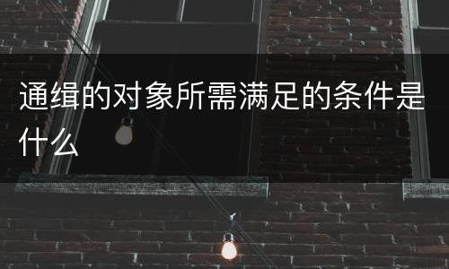 通缉的对象所需满足的条件是什么