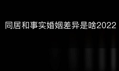 同居和事实婚姻差异是啥2022
