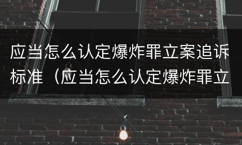 应当怎么认定爆炸罪立案追诉标准（应当怎么认定爆炸罪立案追诉标准最新）