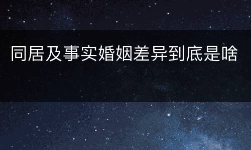 同居及事实婚姻差异到底是啥