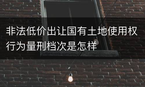 非法低价出让国有土地使用权行为量刑档次是怎样
