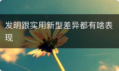 发明跟实用新型差异都有啥表现