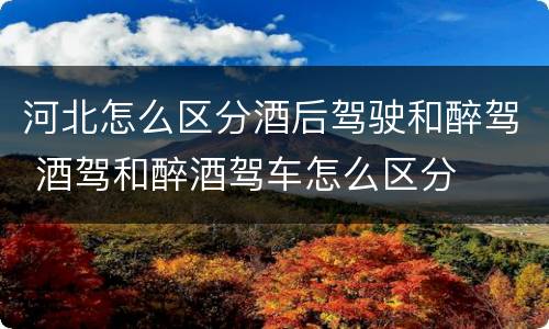 河北怎么区分酒后驾驶和醉驾 酒驾和醉酒驾车怎么区分