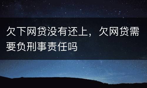 欠下网贷没有还上，欠网贷需要负刑事责任吗