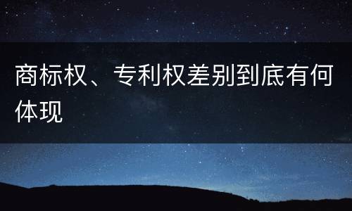 商标权、专利权差别到底有何体现