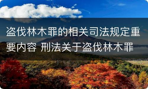 盗伐林木罪的相关司法规定重要内容 刑法关于盗伐林木罪