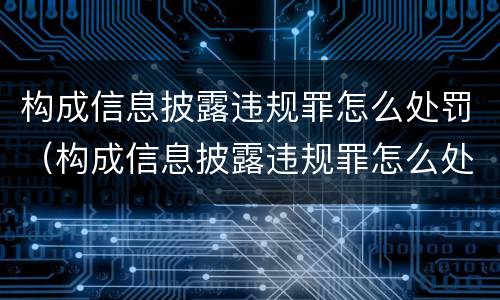 构成信息披露违规罪怎么处罚（构成信息披露违规罪怎么处罚的）
