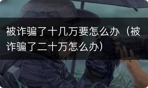 被诈骗了十几万要怎么办（被诈骗了二十万怎么办）