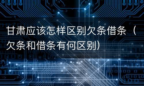甘肃应该怎样区别欠条借条（欠条和借条有何区别）