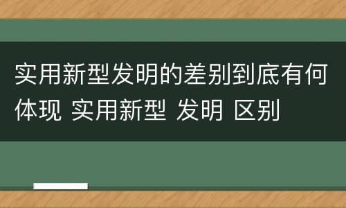 实用新型发明的差别到底有何体现 实用新型 发明 区别