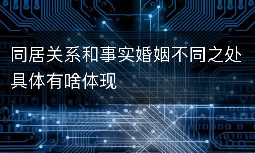同居关系和事实婚姻不同之处具体有啥体现