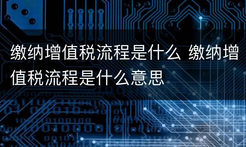 缴纳增值税流程是什么 缴纳增值税流程是什么意思