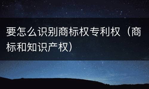 要怎么识别商标权专利权（商标和知识产权）