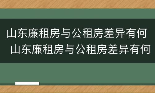 山东廉租房与公租房差异有何 山东廉租房与公租房差异有何影响