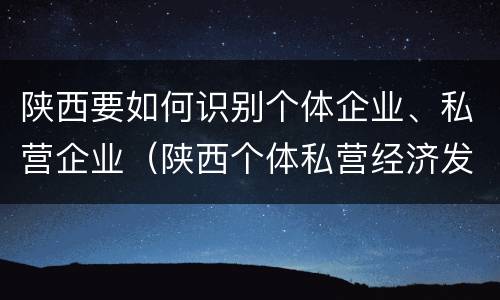 陕西要如何识别个体企业、私营企业（陕西个体私营经济发展综合服务平台）