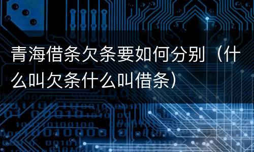 青海借条欠条要如何分别（什么叫欠条什么叫借条）