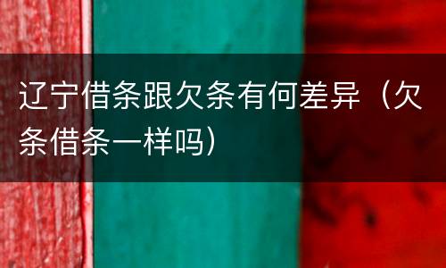 辽宁借条跟欠条有何差异（欠条借条一样吗）