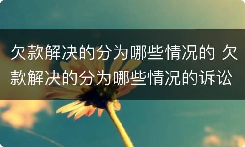 欠款解决的分为哪些情况的 欠款解决的分为哪些情况的诉讼