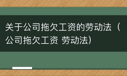关于公司拖欠工资的劳动法（公司拖欠工资 劳动法）