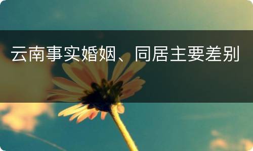 云南事实婚姻、同居主要差别