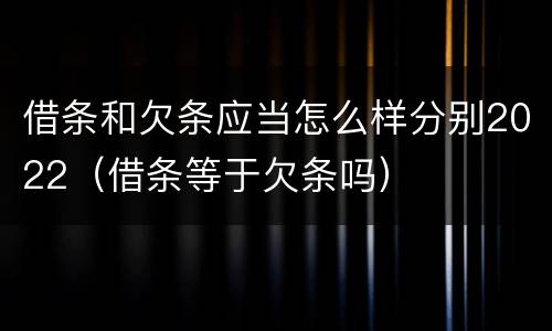 借条和欠条应当怎么样分别2022（借条等于欠条吗）