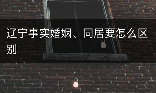 辽宁事实婚姻、同居要怎么区别