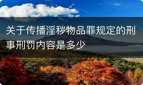 关于传播淫秽物品罪规定的刑事刑罚内容是多少